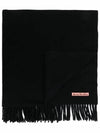 Logo Wool Fringe Scarf Black - ACNE STUDIOS - BALAAN 6