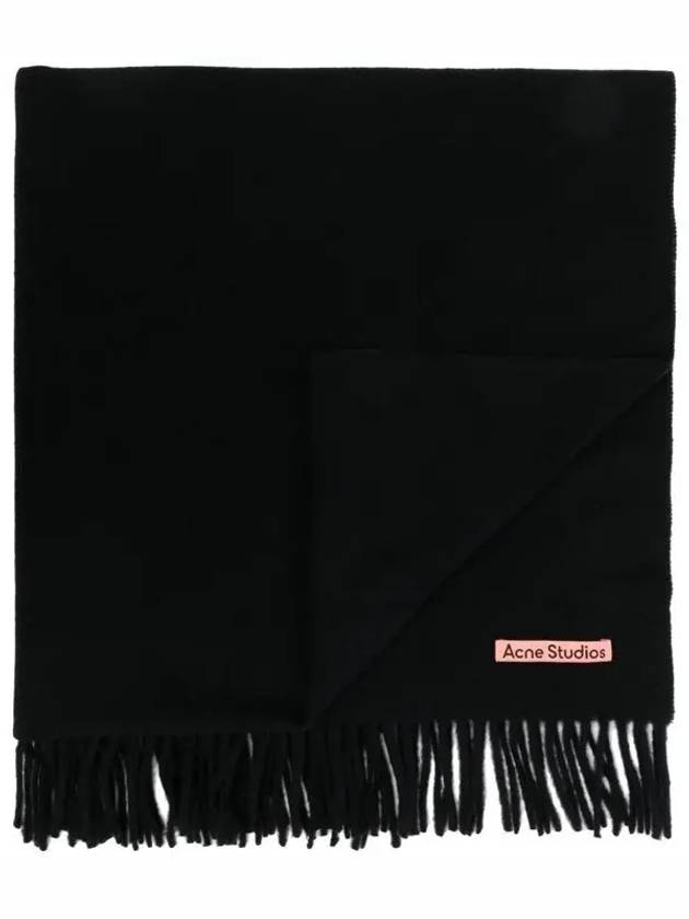 Logo Wool Fringe Scarf Black - ACNE STUDIOS - BALAAN 6