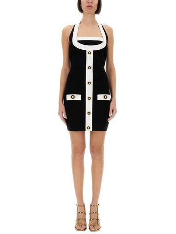 Balmain Two-Tone Dress With Open Back - BALMAIN - BALAAN 1