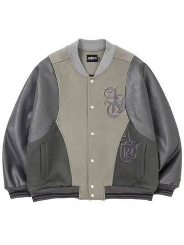 Wool Miss Varsity Stadium Jacket Gray - AJOBYAJO - BALAAN 1