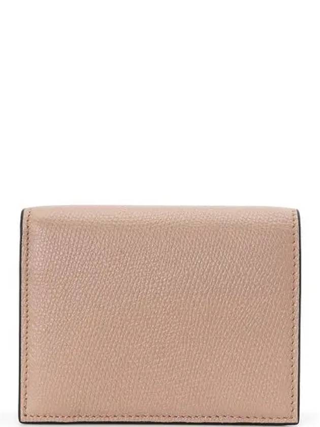 Compact V Logo Signature Calfskin Half Wallet Pink - VALENTINO - BALAAN 4