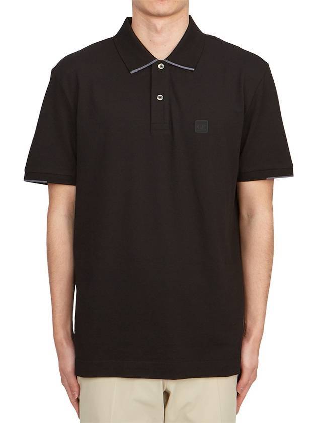 Men's Logo Patch Short Sleeve Polo Shirt Black - CP COMPANY - BALAAN 1