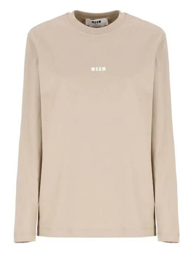 Micro Logo Long Sleeve T-Shirt Beige - MSGM - BALAAN 2