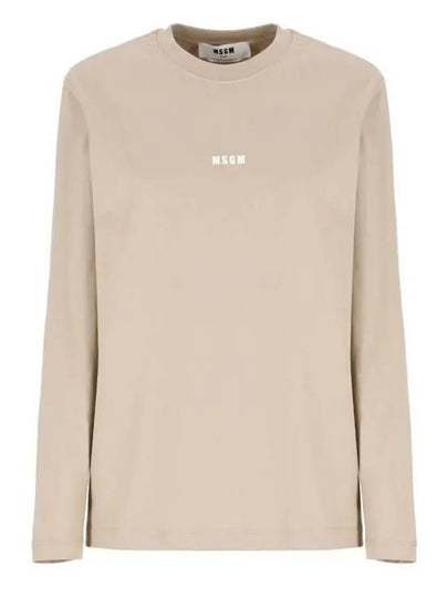 Micro Logo Long Sleeve T-Shirt Beige - MSGM - BALAAN 2