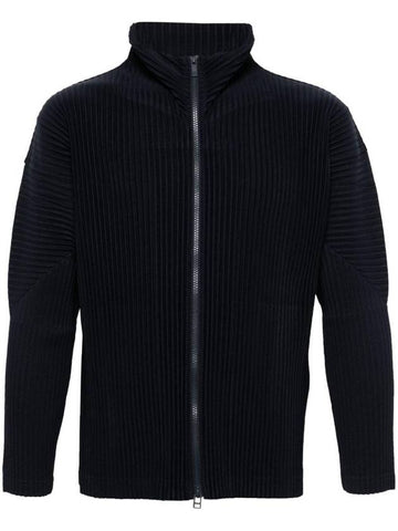 Pleats Zip-Up Cardigan Blue - ISSEY MIYAKE - BALAAN 1