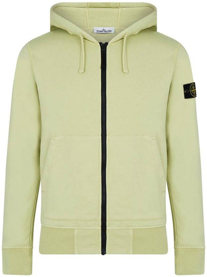 Men's Wappen Patch Fleece Zip Up Hoodie Light Green - STONE ISLAND - BALAAN 2