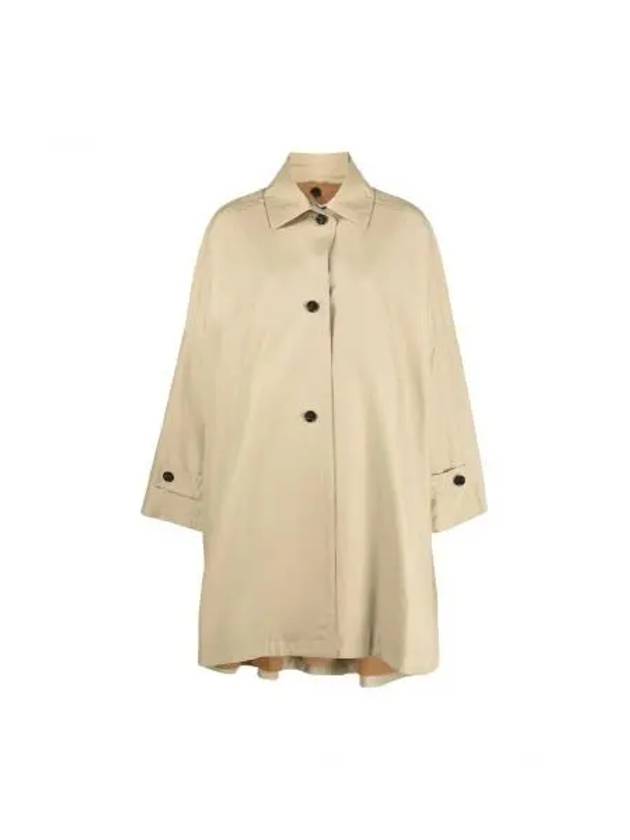 Gabardine Oversized Cotton Single Coat Beige - TOTEME - BALAAN 2