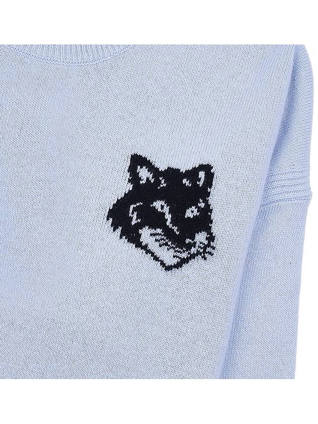 Maison Kitsune Fox Head Wool Knit LM00819KT1063 SKY BLUE - MAISON KITSUNE - BALAAN 6