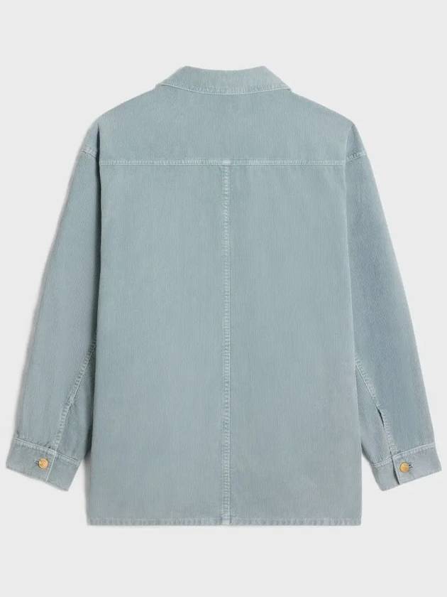 Corduroy Car Coat Jacket Blue - CELINE - BALAAN 3