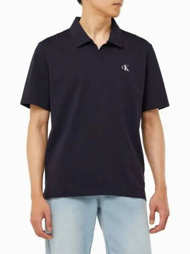 Jeans Logo Relaxed Fit Pique Short Sleeve Polo Shirt Night Sky - CALVIN KLEIN - BALAAN 1