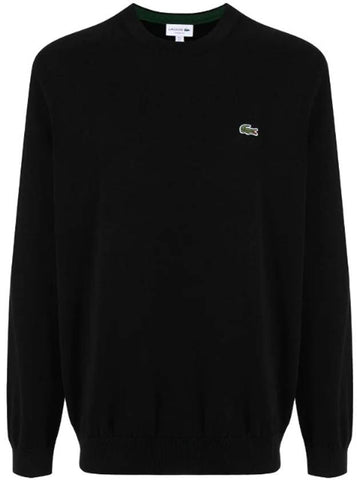 Embroidery Logo Crewneck Cotton Sweatshirt Black - LACOSTE - BALAAN 1