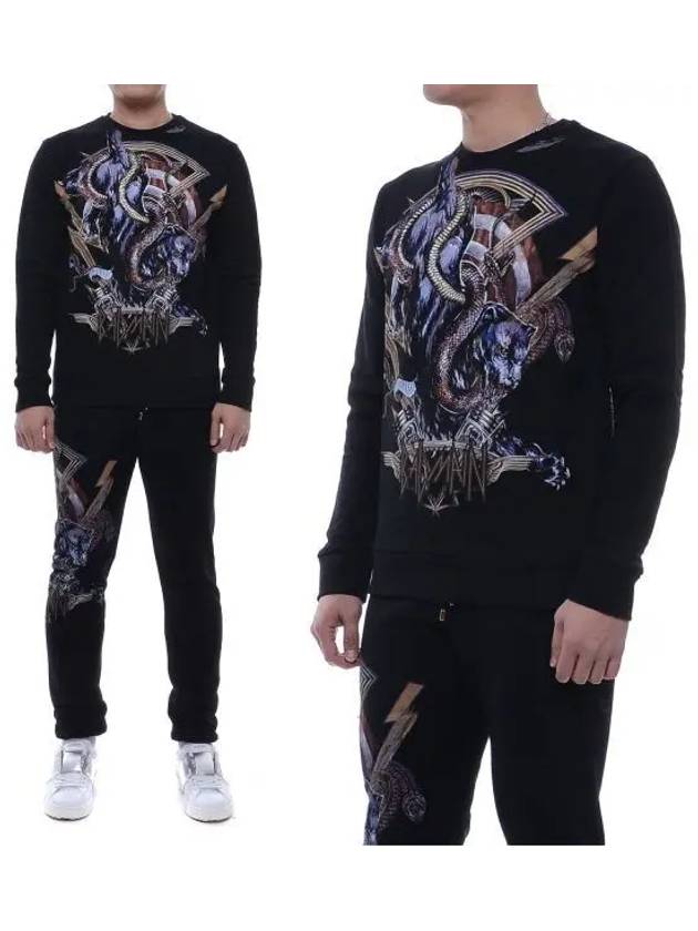 Men's Snake Fencer Printing Sweatshirt Black - BALMAIN - BALAAN 2