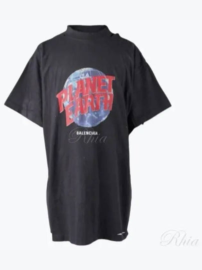 Planet Earth Oversized Short Sleeve T-Shirt Black - BALENCIAGA - BALAAN 2