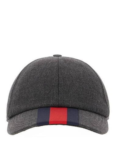 Web Canvas Base Ball Cap Dark Grey - GUCCI - BALAAN 1