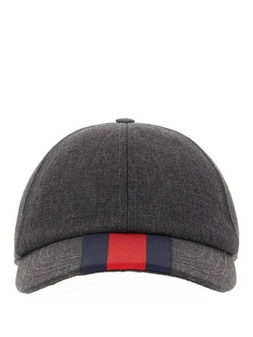 Web Canvas Base Ball Cap Dark Grey - GUCCI - BALAAN 1