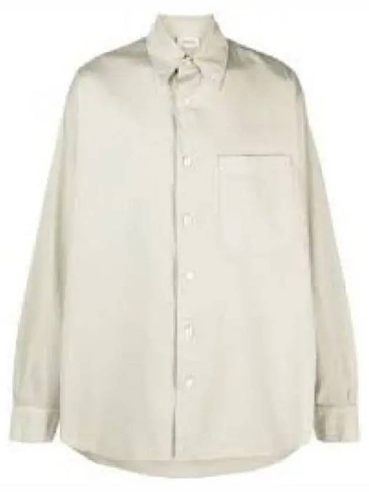 Button Cotton Long Sleeved Shirt Light Green - LEMAIRE - BALAAN 2