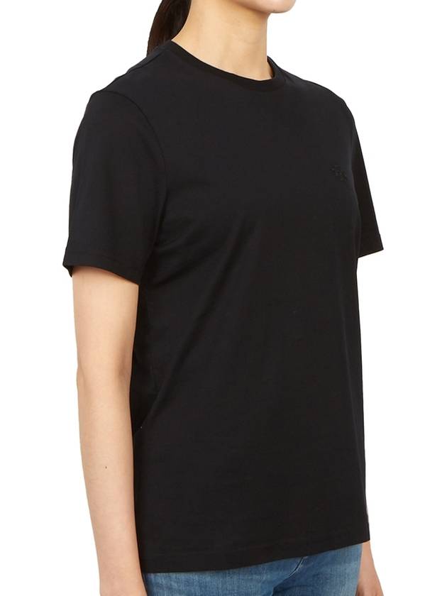 Embroidered Logo Cotton Short Sleeve T-Shirt Black - TORY BURCH - BALAAN 4