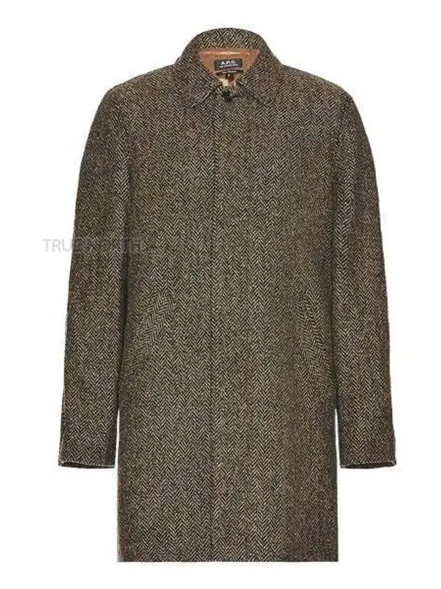 Men s WOANJ H01348 PBC Herringbone Wool Coat Brown 1060175 - A.P.C. - BALAAN 1