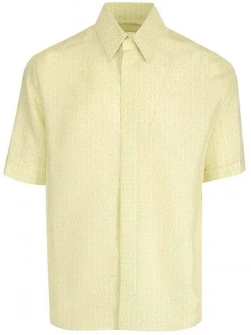 Men's FF Monogram Silk Short Sleeve Shirt Green - FENDI - BALAAN 1