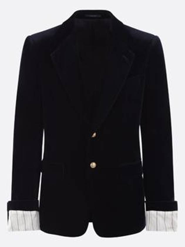 Stretch Cotton Velvet Formal Jacket Dark Blue - GUCCI - BALAAN 2