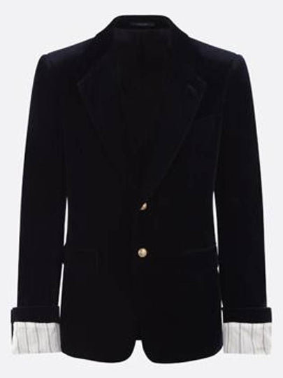 Stretch Cotton Velvet Formal Jacket Dark Blue - GUCCI - BALAAN 2