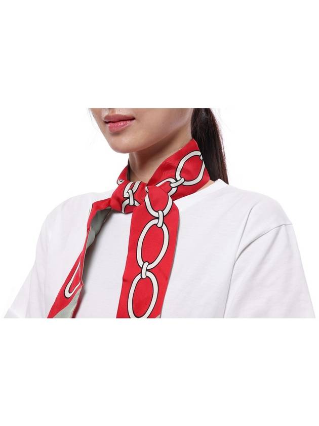 Women's Chain Print Silk Scarf Red - VALENTINO - BALAAN 6