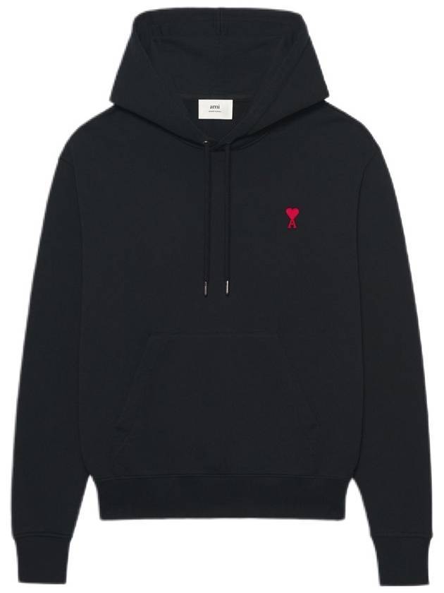 Heart Small Logo Hoodie Black - AMI - BALAAN 1