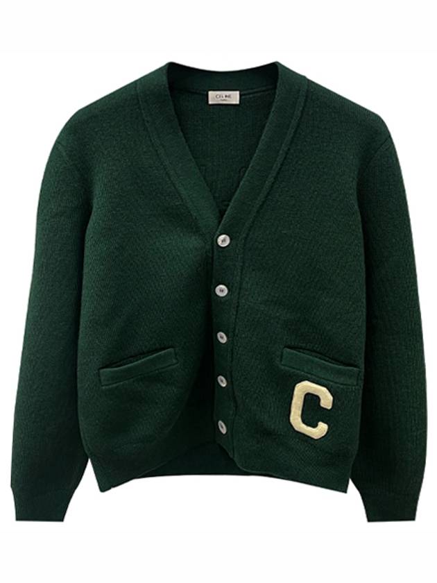 Paris Logo Patch Wool Cardigan Forest - CELINE - BALAAN 2