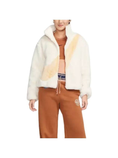 NSW Faux Fur Jacket Beige - NIKE - BALAAN 1