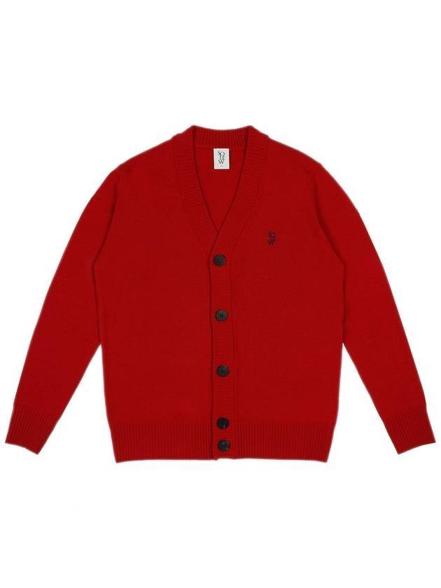 Wool V-Neck Cardigan Red - SOLEW - BALAAN 1