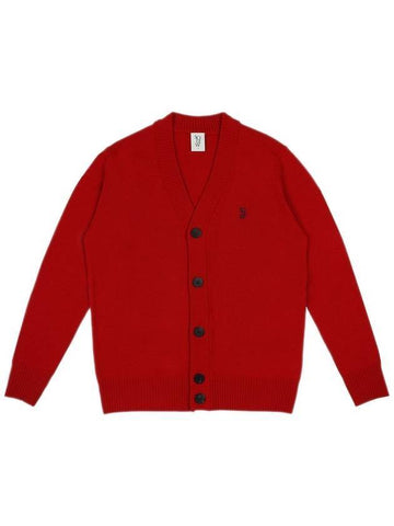 Men's Wool V-neck Cardigan Red - SOLEW - BALAAN 1