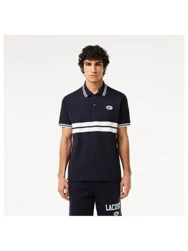 Men s Color Tipping Puff Badge Match Polo Navy - LACOSTE - BALAAN 1