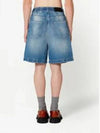 Wide Leg Denim Bermuda Shorts Blue - AMI - BALAAN 2