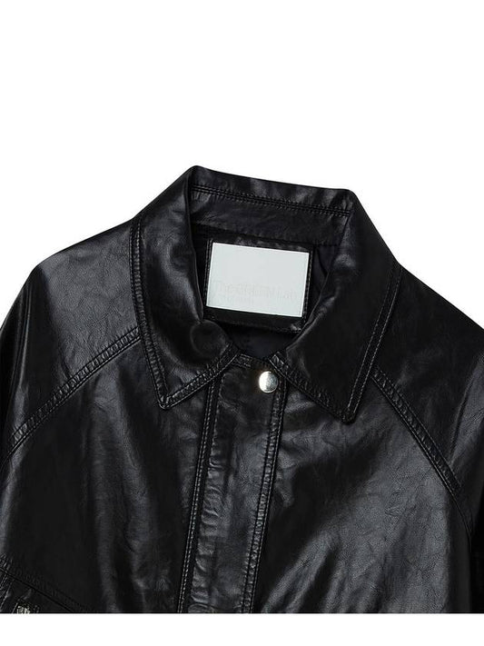 Overfit string eco leather jacket black - THE GREEN LAB - BALAAN 2