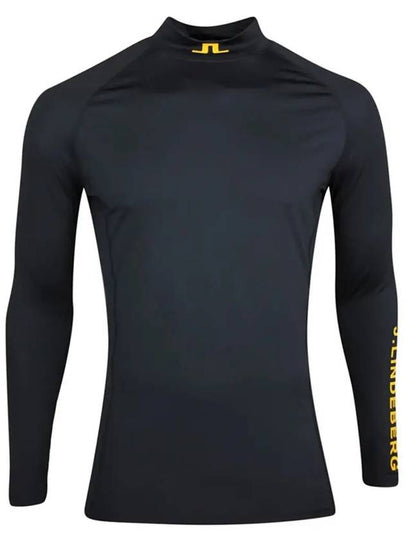 Men's Aello Print Soft Compression Golf Long Sleeve T-Shirt Black - J.LINDEBERG - BALAAN 2