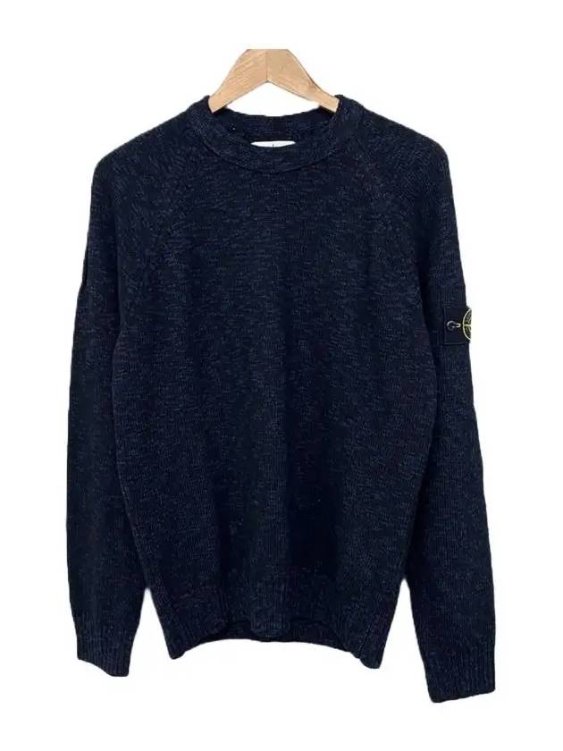 Men's Waffen Patch Crew Neck Knit Top Navy - STONE ISLAND - BALAAN 2