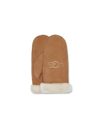 for women sheepskin fur gloves sheepskin embroidery mitten chestnut 271480 - UGG - BALAAN 1