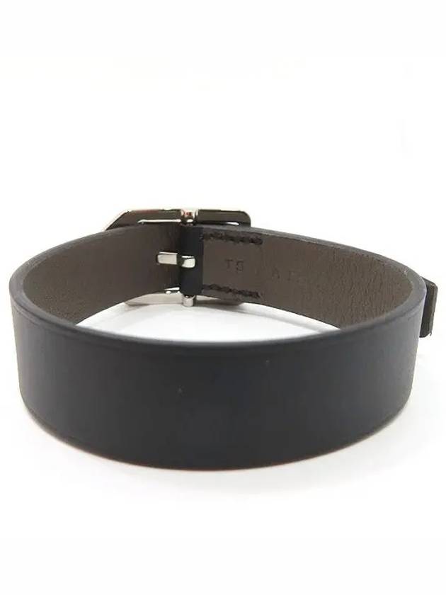 Black leather CUIR PADDOCK GM silver buckle bracelet unused - HERMES - BALAAN 2