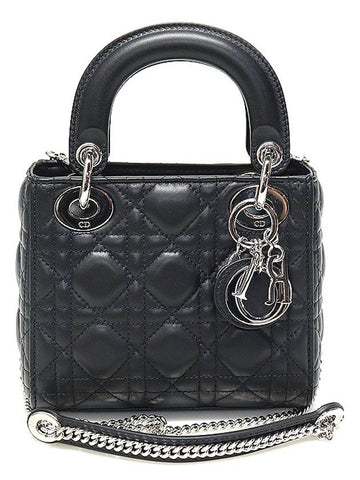 M0505PCAL Black Cannage Lambskin Silver Lady Mini 2WAY - DIOR - BALAAN 1