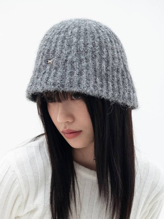 Wool Badge Knit Bucket Hat Grey - HIGH SCHOOL DISCO - BALAAN 2