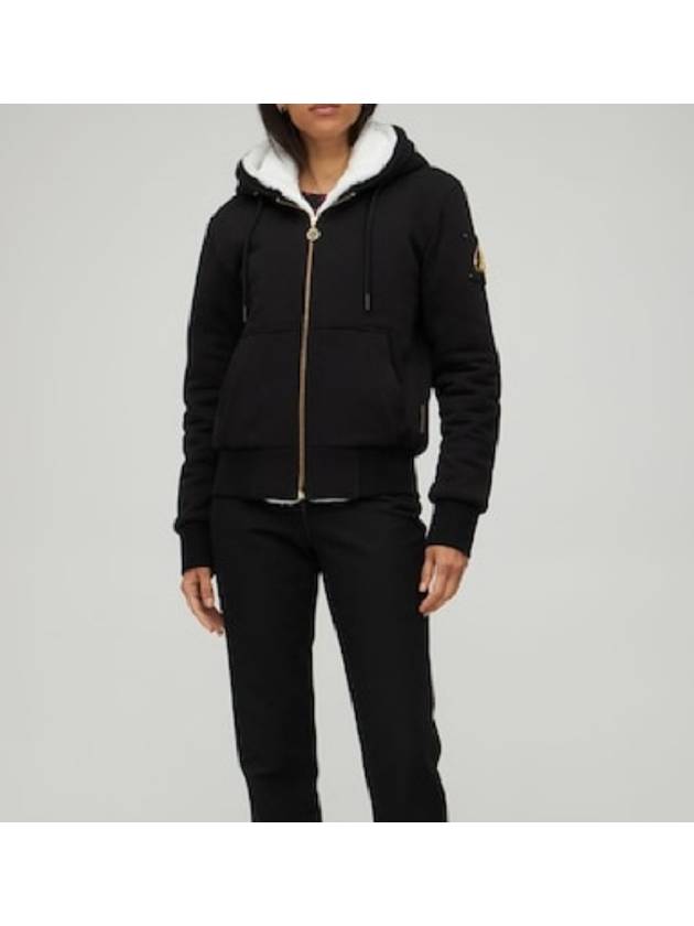 Madison Bunny Logo Gold Hardware Hooded Zip Up Black - MOOSE KNUCKLES - BALAAN 4