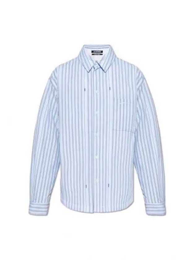 La Chemise Boulanger Striped Cotton Long Sleeve Shirt Blue - JACQUEMUS - BALAAN 2