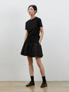 Side unbalanced shirring short sleeve t-shirt black - RYUL+WAI: - BALAAN 4