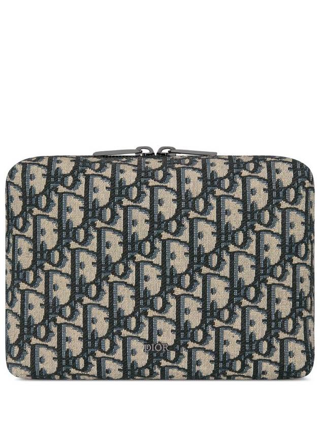 Oblique Jacquard Travel Clutch Bag Black Beige - DIOR - BALAAN 1