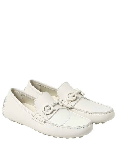 Ferragamo White Gancini Ornament Driver, Size 9 - SALVATORE FERRAGAMO - BALAAN 2