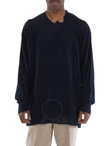 Yohji Yamamoto Navy Cotton Knit Pour Homme Sweater, Brand Size 3 (Large) - YOHJI YAMAMOTO - BALAAN 1