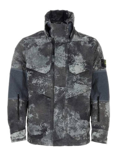 Dissolving Grid Camo Econyl Regenerated Nylon Hooded Jacket Grey - STONE ISLAND - BALAAN 2