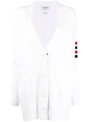 4 Bar Stripe Cardigan White - THOM BROWNE - BALAAN 1