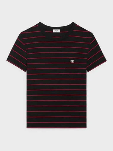 Triomphe Regular T Shirt Striped Jersey 2X58H1001 CAA2 - CELINE - BALAAN 1