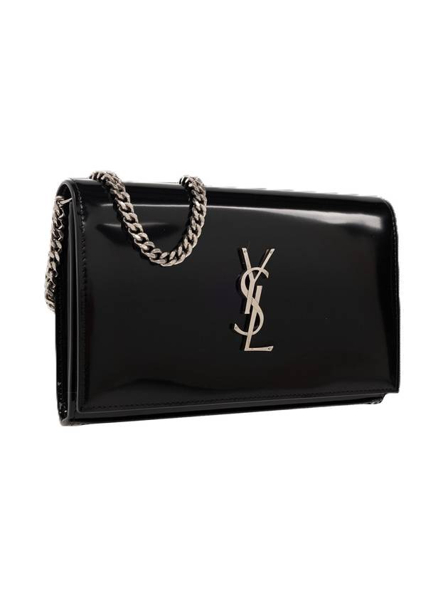 Cassandre Logo Lettering Calfskin Chain Long Wallet Black - SAINT LAURENT - BALAAN 1